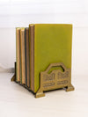 Vintage Brass Bronze Extendable Book Rack with Leaf and Berry Designs
