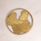 Vintage Brass Rooster Chicken Circular Trivet