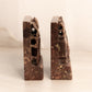 Vintage Brown Stone Bookends with Flower and Pot Design