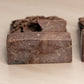 Vintage Brown Stone Bookends with Flower and Pot Design