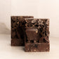 Vintage Brown Stone Bookends with Flower and Pot Design