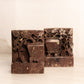 Vintage Brown Stone Bookends with Flower and Pot Design