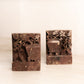 Vintage Brown Stone Bookends with Flower and Pot Design