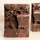 Vintage Brown Stone Bookends with Flower and Pot Design