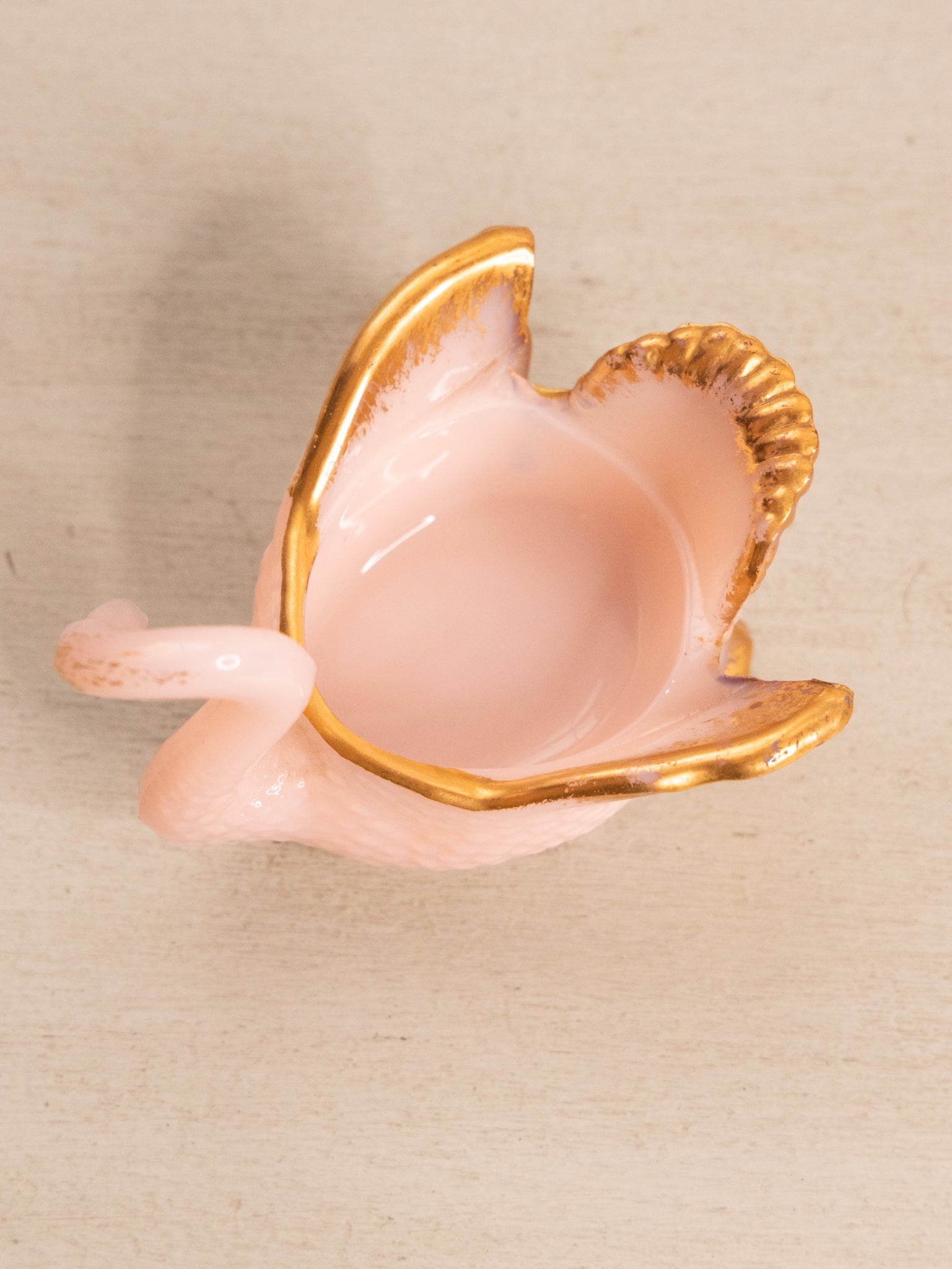 Vintage Cambridge Glass Tuscan Pink Milk Glass Swan Dish Set with