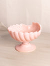 Vintage Cambridge Light Pink Milk Glass Footed Shell Compote