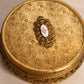 Vintage Circular Clear Gold Tone Metal Lidded Jar with Clear Insert