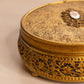 Vintage Circular Clear Gold Tone Metal Lidded Jar with Clear Insert
