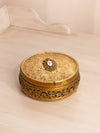 Vintage Circular Clear Gold Tone Metal Lidded Jar with Clear Insert