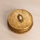 Vintage Circular Clear Gold Tone Metal Lidded Jar with Clear Insert