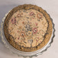 Vintage Clear Glass Lidded Powder Jar with Tapestry Fabric Floral Lid Made in England