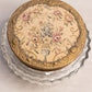 Vintage Clear Glass Lidded Powder Jar with Tapestry Fabric Floral Lid Made in England