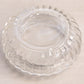 Vintage Clear Glass Lidded Powder Jar with Tapestry Fabric Floral Lid Made in England