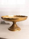 Vintage Extra Large Brass Compote with Floral Designs in Center and on Base