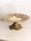 Vintage Extra Large Brass Compote with Floral Designs on Rim and Base