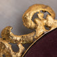 Vintage Extra Large Oval Gold Tone Mirror Tray with Floral Designs
