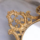 Vintage Extra Large Oval Gold Tone Mirror Tray with Floral Designs