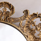 Vintage Extra Large Oval Gold Tone Mirror Tray with Floral Designs