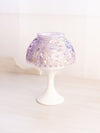 Vintage Fairy Lamp Candle Holder with Purple Iridescent Shade and Milk Glass Base