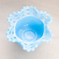Vintage Fenton Blue Milk Glass Bowl with Basket Weave Design