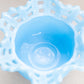 Vintage Fenton Blue Milk Glass Bowl with Basket Weave Design
