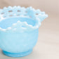 Vintage Fenton Blue Milk Glass Bowl with Basket Weave Design