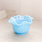 Vintage Fenton Blue Milk Glass Bowl with Basket Weave Design