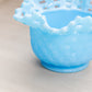 Vintage Fenton Blue Milk Glass Bowl with Basket Weave Design