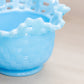 Vintage Fenton Blue Milk Glass Bowl with Basket Weave Design