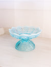 Vintage Fenton Blue Opalescent Glass Hobnail Candle Bowl Compote