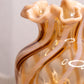 Vintage Fenton Glass Amber Opalescent Swirl Ruffled Glass Vase
