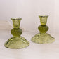 Vintage Fenton Glass Colonial Green Daisy and Button Candlestick