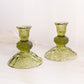 Vintage Fenton Glass Colonial Green Daisy and Button Candlestick