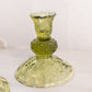 Vintage Fenton Glass Colonial Green Daisy and Button Candlestick