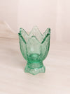 Vintage Fenton Glass Green Floral 2-Way Candleholder