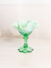 Vintage Fenton Glass Green Opalescent Cabbage Rose Compote