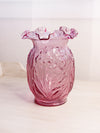 Vintage Fenton Glass Large Dark Pink Daffodil Flower Vase