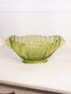Vintage Fenton Glass Large Oval Colonial Green Daisy and Button Console Bowl