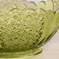 Vintage Fenton Glass Large Oval Colonial Green Daisy and Button Console Bowl