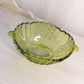 Vintage Fenton Glass Large Oval Colonial Green Daisy and Button Console Bowl