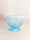 Vintage Fenton Glass Medium Blue Opalescent Hobnail Footed Bowl (Missing Lid)