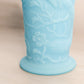 Vintage Fenton Light Blue Matte Glass Vase with Peacock and Floral Designs