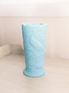 Vintage Fenton Light Blue Matte Glass Vase with Peacock and Floral Designs