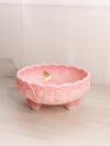 Vintage Fenton Medium Pink Rosalene Glass 3-Toed Water Lily Bowl