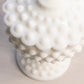 Vintage Fenton Milk Glass Hobnail Lidded Compote Candy Dish