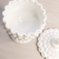 Vintage Fenton Milk Glass Hobnail Lidded Compote Candy Dish
