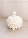 Vintage Fenton White Milk Glass Hobnail Lidded Dish