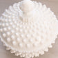 Vintage Fenton White Milk Glass Hobnail Lidded Dish