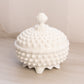 Vintage Fenton White Milk Glass Hobnail Lidded Dish
