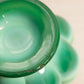 Vintage Fenton Mongolian Green Short Circular Slag Glass Rose Bowl
